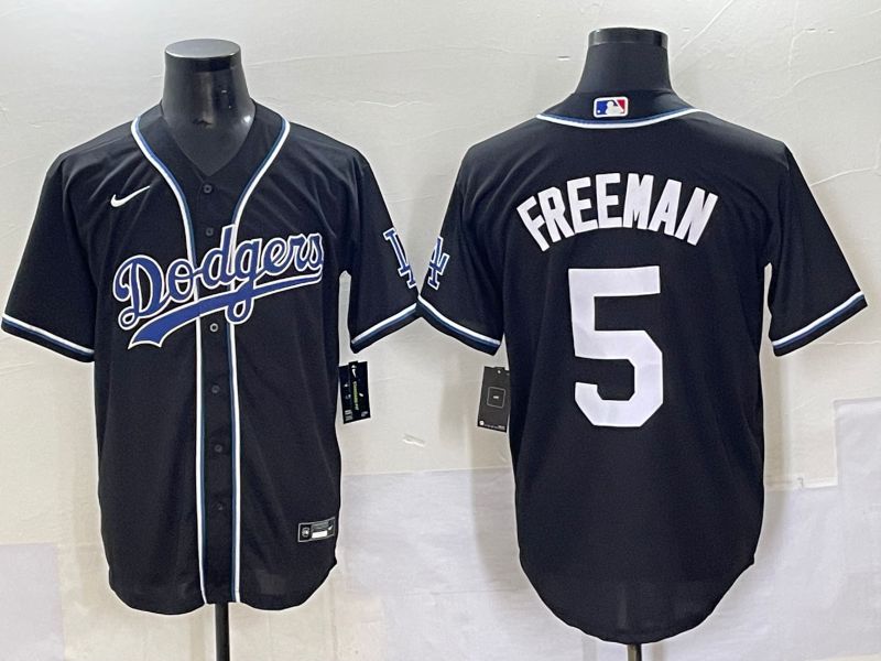 Men 2025 Los Angeles Dodgers #5 Freeman Black Three generations Fashion Nike MLB Jersey style 7041